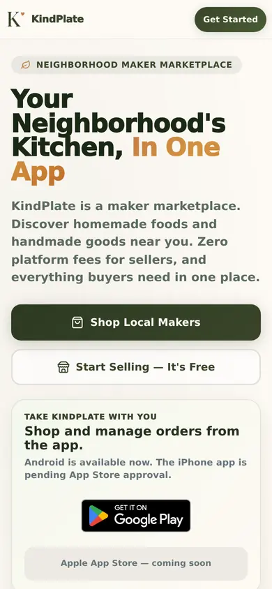 KindPlate on mobile